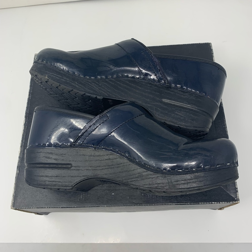 Dansko Navy Blue Leather Clogs - Picture 5 of 7